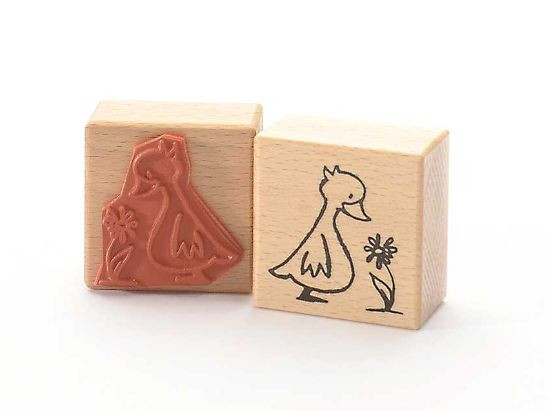 Heindesign Motivstempel Entenküken mit Blume 5x5 cm