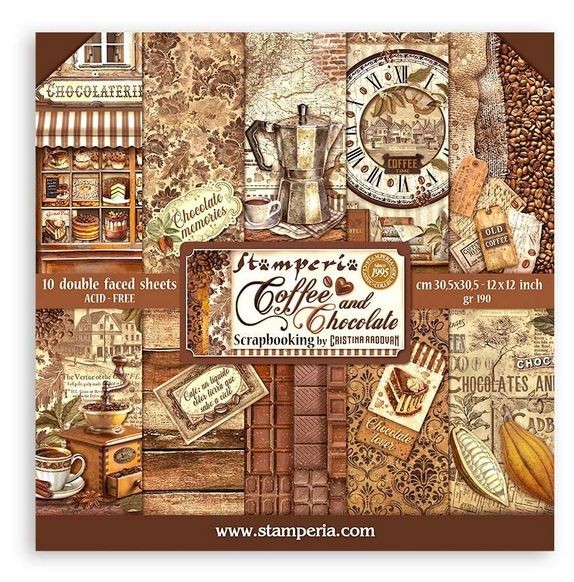 Stamperia 12x12 Paper Pack Coffee and Chocolate