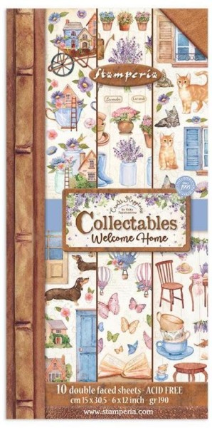 Stamperia Collectables 10 sheets 15x30,5 (6”x12”) - Create Happiness Welcome Home