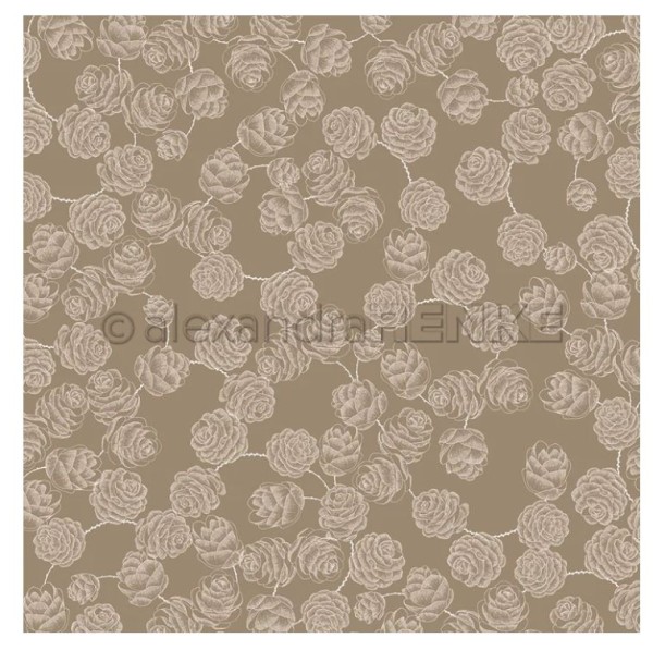 alexandraRENKE Designpapier 'Zapfen auf Cremebraun' 200g/m²
