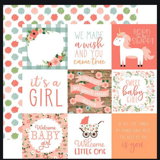 Echo Park Baby Girl 4x4 Journaling Cards