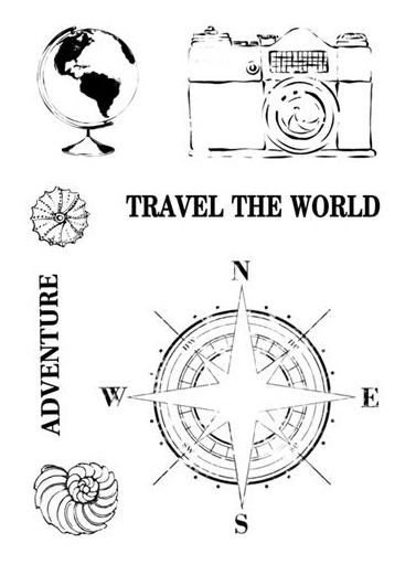 13@rts polymer stamps A7 around the globe - travel the world