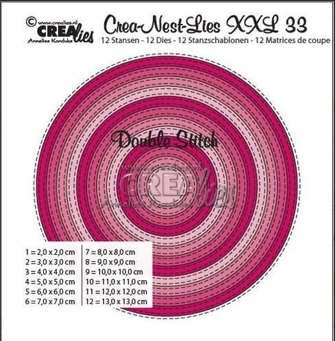Crealies Double Stitch Circles max. 13 x 13 cm CLNestXXL33