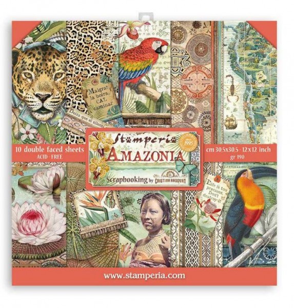 Stamperia Scrapbooking Pad 10 sheets - 30.5x30.5 (12"x12") - Amazonia