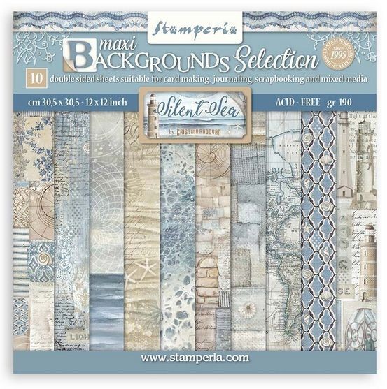 Stamperia Silent Sea Maxi Background Selection 12x12 Inch Paper Pack