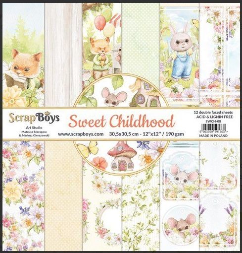 ScrapBoys Sweet Childhood paperset 12 vl+cut out elements 190gr 30,5x30,5cm