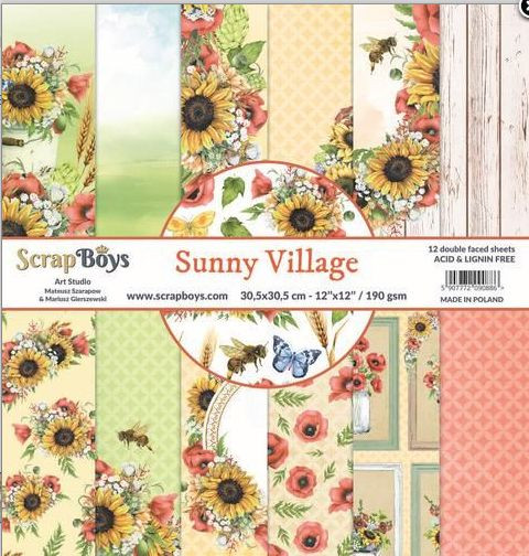 ScrapBoys Sunny Village paperset 12 vl+cut out elements-DZ SUVI-08 190gr 30,5 x 30,5cm