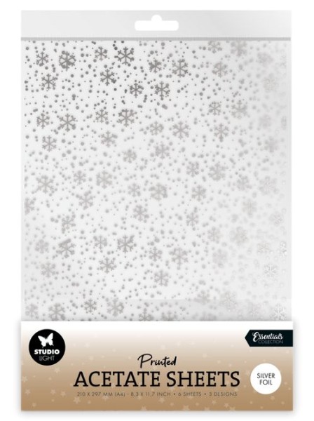 StudioLight Snowflakes Silver Christmas Acetate Sheet