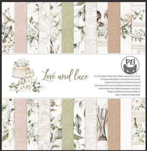 Piatek13 - Paper pad Love and lace 12x12