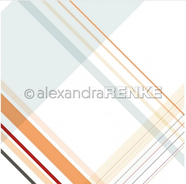 AlexandraRENKE Designpapier Karo Streifen diagonal Pastellgrün mit siena