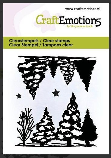 CraftEmotions Clearstamps 6x7cm - Landschaft Bäume und Sterne
