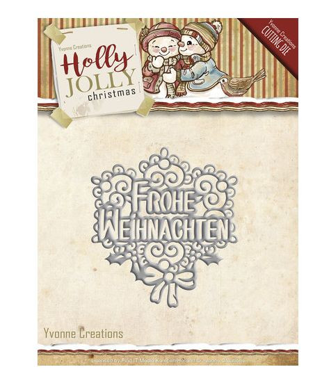 Yvonne Creations Holly Jolly Stanzschablone Frohe Weihnachten YCD10076