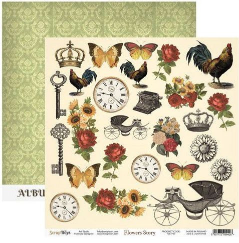 ScrapBoys Designpaper Einzelbogen 12x12 Flowers Story 07