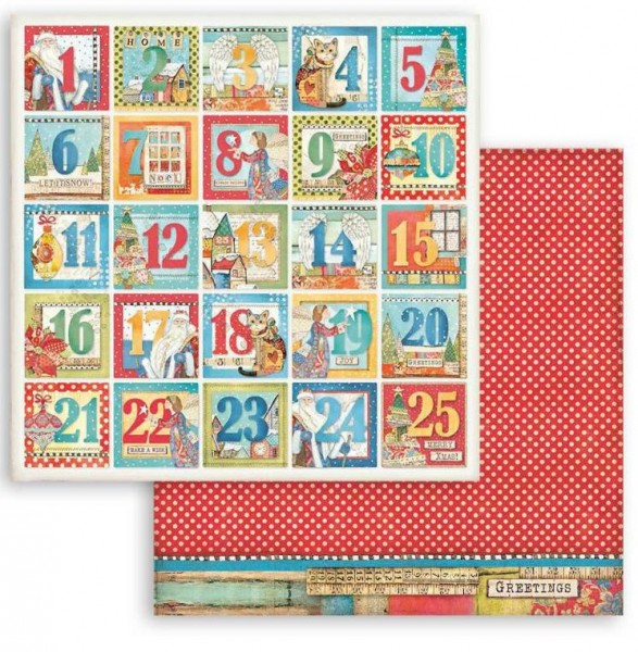 Stamperia Scrapbooking Double face sheet - Christmas Patchwork Advent calendar 12x12