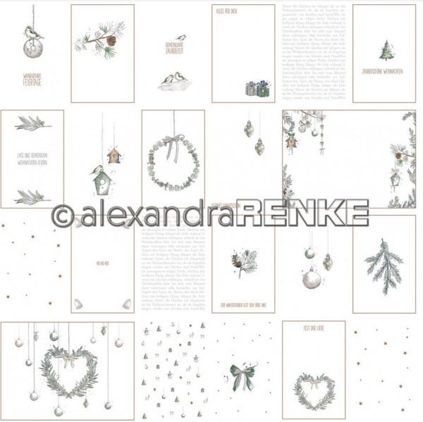 alexandraRENKE Designpapier 'Florale Weihnachten Kärtchenbogen grün'