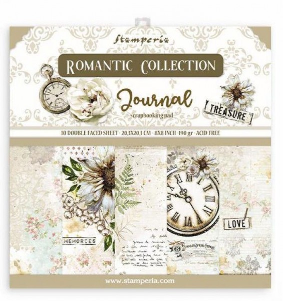 Stamperia Scrapbooking Mini Pad 10 sheets - 20.3X20.3 (8"X8") - Romantic Journal