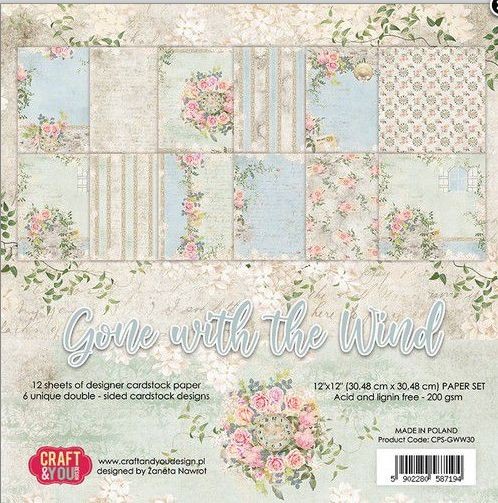 Craft&You Gone with the Wind Big Paper Set 12x12 12 Bg