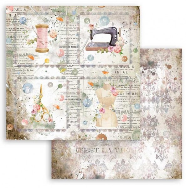 Stamperia Scrapbooking paper double face - Romantic Threads cards 12x12