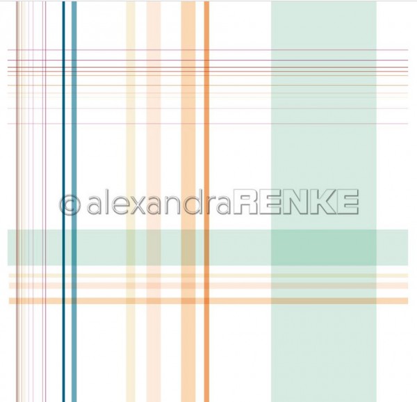AlexandraRENKE Designpapier Karo Streifen mintgrün bis bunt