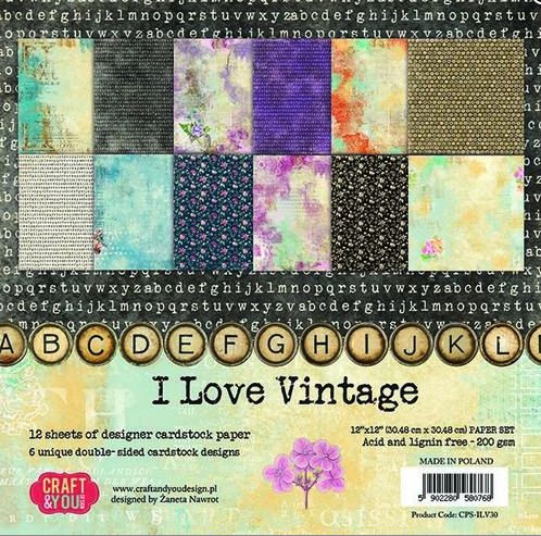 Craftandyou Design I Love Vintage Papier Set 12x12