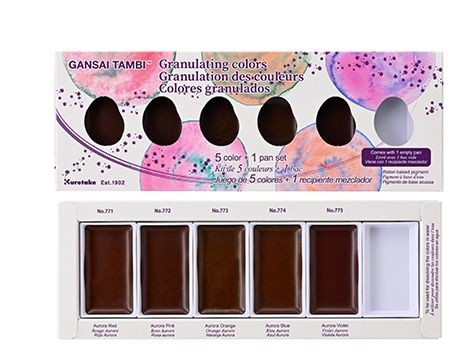 Granulating Colors, 5 Colors set Gansai Tambi Kuretake
