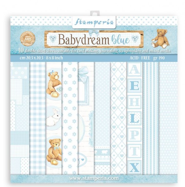 Stamperia Scrapbooking Small Pad 10 Blatt 20,3X20,3 cm (8"X8") Backgrounds Selection - Baby Dream B