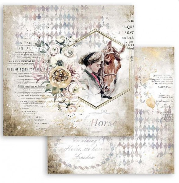 Stamperia Scrapbooking paper double face - Romantic Horses lady with horse