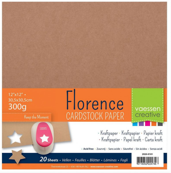 Florence Cardstock Kraft 30,5 cm x 30,5 cm 300 gr/m² 20 Blatt