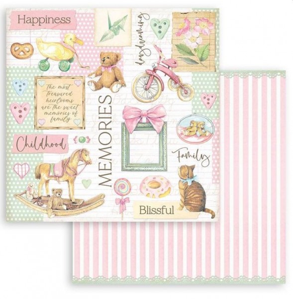 Stamperia Scrapbooking Double face sheet - DayDream bear and accessories