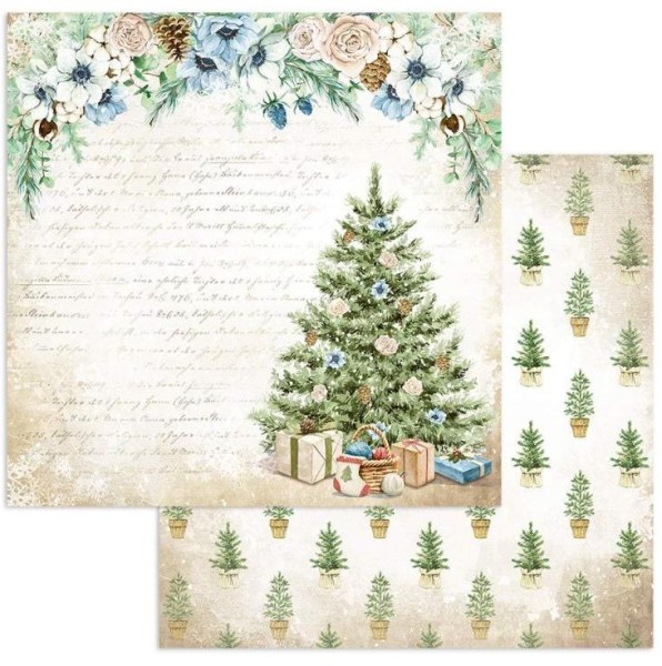 Stamperia Scrapbooking Double face sheet - Romantic Cozy winter Christmas tree 12x12