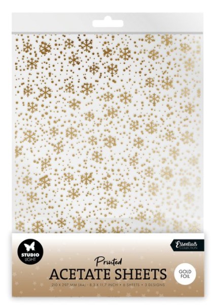 StudioLight Snowflakes Gold Christmas Acetate Sheet