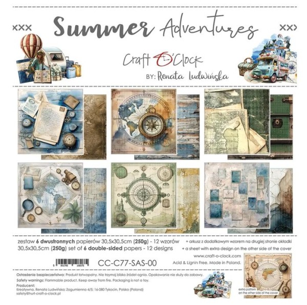 Craft O'Clock Summer Adventures 12x12 Inch Paper Set