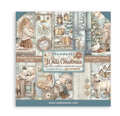 Stamperia großer Scrapbooking-Block 30,5x30,5 cm – White Christmas