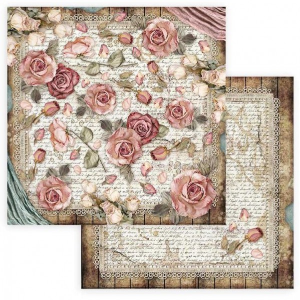 Stamperia Scrapbooking paper double face - Passion roses and laces 12x12