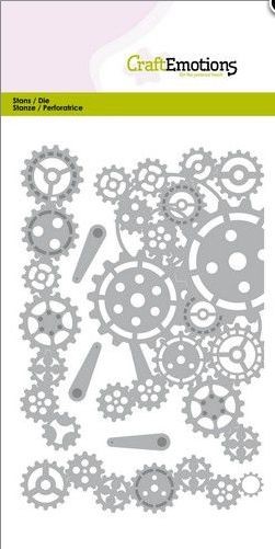 CraftEmotions Die / Stanzschabblonen - Zahnrad, Ecken Card 10,5x14,8cm