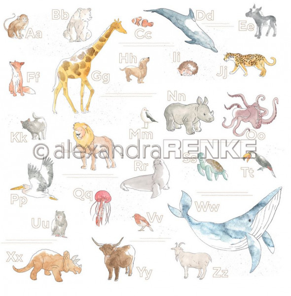 alexandraRENKE Designpapier Alphabet der Tiere