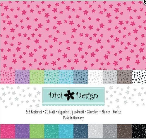 Dini Design 6x6 Paper Pack 20 BO - Punkte-Blumen 15x15 cm