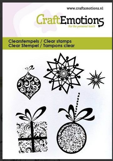 CraftEmotions clearstamps 6x7cm - Weihn.kugeln, Geschenk, Sterne