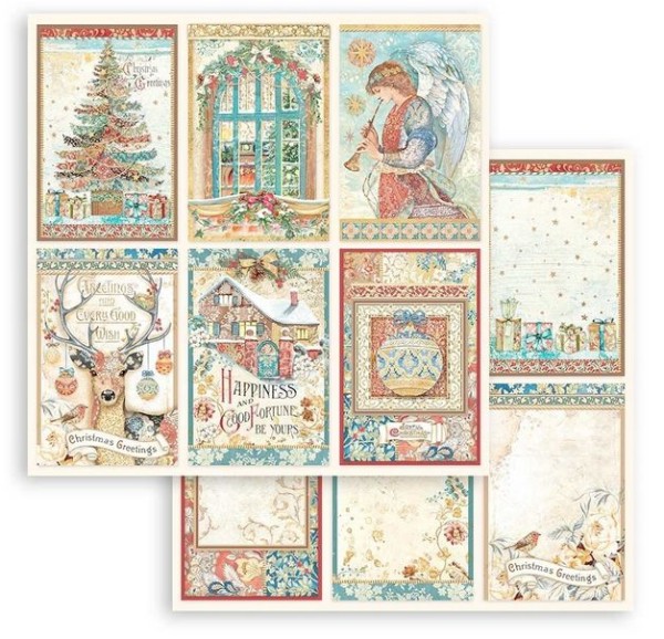Stamperia Christmas Greetings 12x12 Inch Paper Sheet 6 Cards (SBB942)