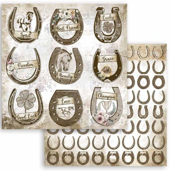 Stamperia Scrapbooking paper double face - Romantic Horses horseshoe