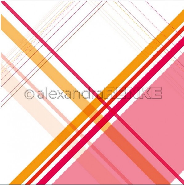 AlexandraRENKE Designpapier Karo Streifen diagonal rose-orange