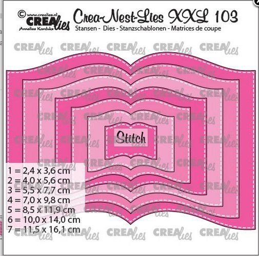 Crealies Crea-nest-dies XXL Buch mit Stichlinie (7x) CLNestXXL103 max 11,5x16,1cm