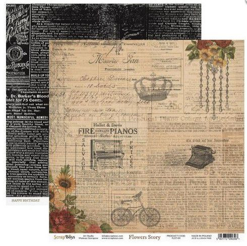 ScrapBoys Designpapier Einzelbogen 12x12 Flowers Story 04