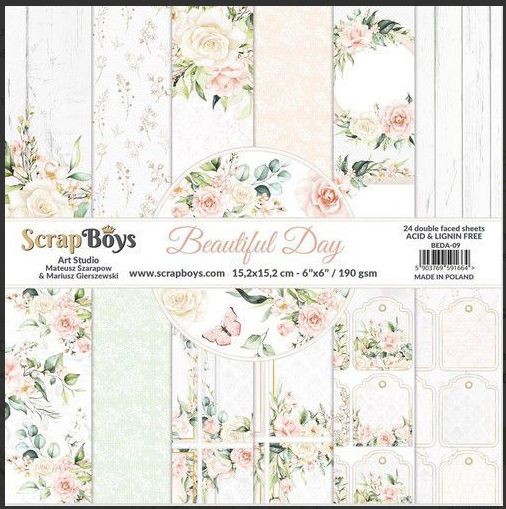 ScrapBoys Beautiful day paperpad 24 vl+cut out elements 190gr 15,2x15,2cm