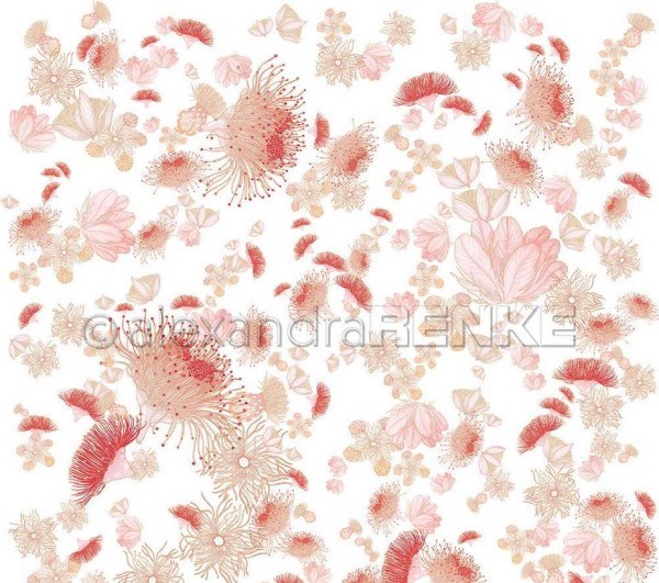 alexandraRENKE Bucheinbandpapier 'Eukalyptusblüten Wirbel Rosarot' 120 g/m²
