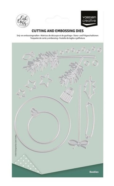 Vaessen Creative • Stanz- und Prägeschablonen Weihnachtskugeln & Tannenzweig 15St.