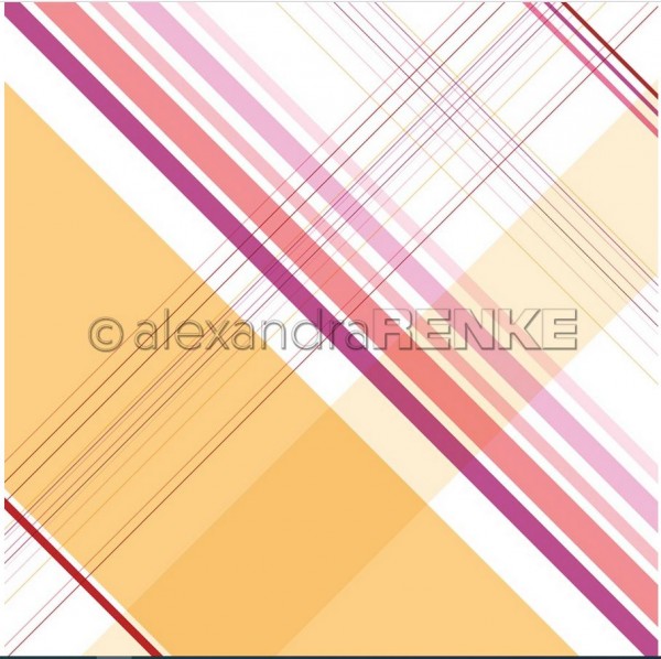 AlexandraRENKE Designpapier Karo Streifen diagonal Gelb Rosa Violett
