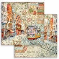 Stamperia Art of Travelling 12x12 Paper Sheets Tram Stamperia Art of Travelling 12x12 Paper Sheets Tram