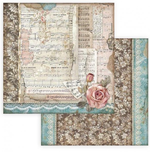 Stamperia Scrapbooking paper double face - Passion roses and music 12x12