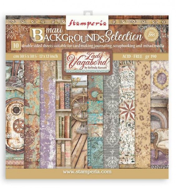 Stamperia 12x12 Paper Pad Background Selection Lady Vagabond